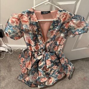 AKIRA Pink and Blue Floral Dress